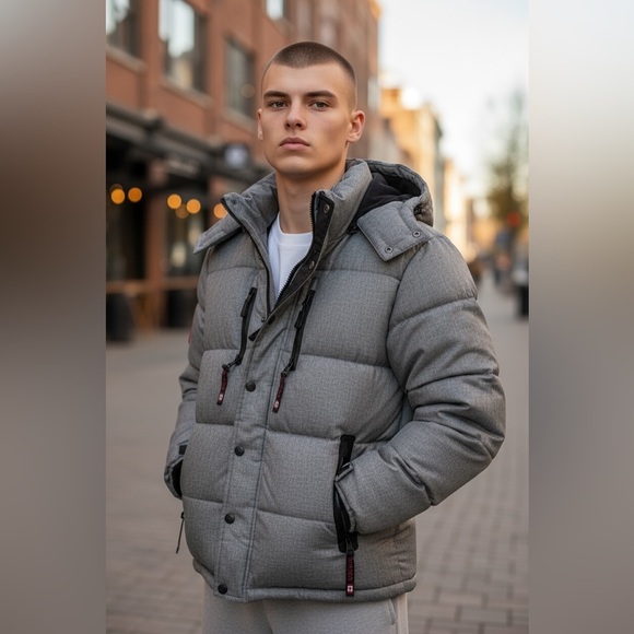 Canada Weather Gear Other - Canada Weather Gear heavyweight puffer‎ jacket in gray heather with black trim.